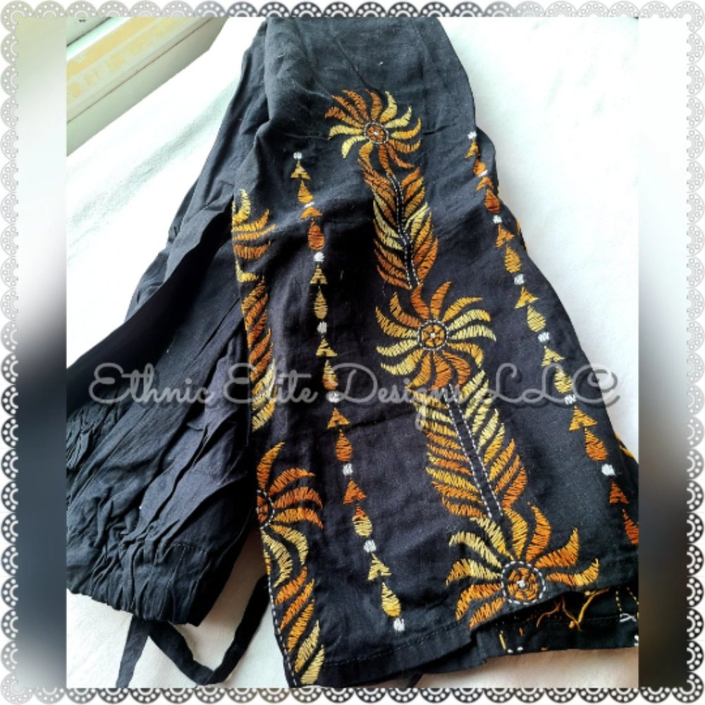 8️⃣0️⃣New boutique Black Hand Embroidered Katha Work Palazzo - Picture 4 of 5